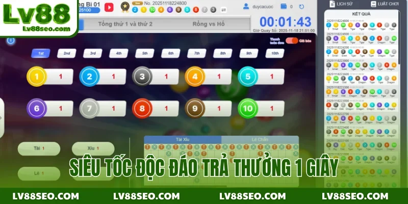 Siêu tốc độc đáo trả thưởng 1 giây